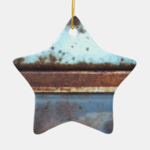 Blue and teal rusty truck close-up ceramic ornament