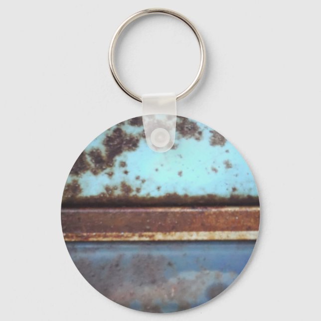 Blue and teal rusty truck close-up keychain (Front)