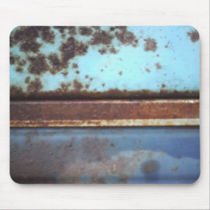 Blue and teal rusty truck close-up mouse pad