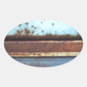Blue and teal rusty truck close-up oval sticker