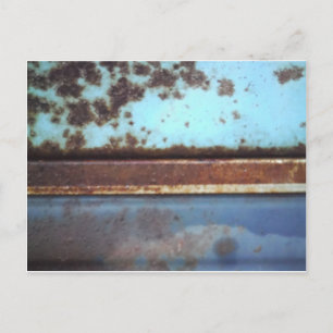 Blue and teal rusty truck close-up postcard