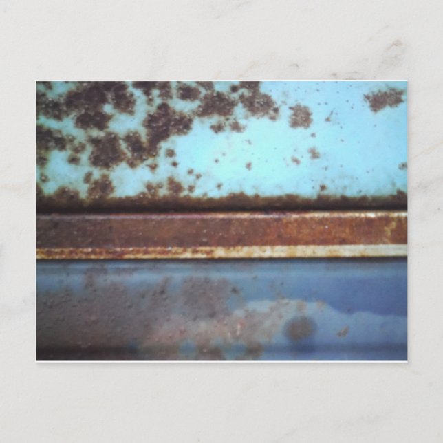 Blue and teal rusty truck close-up postcard (Front)