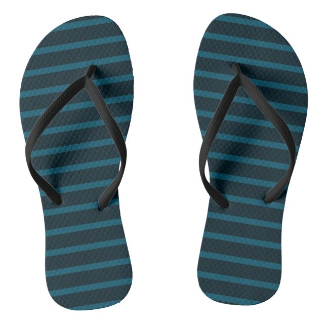 Blue and Teal Stripes Flip Flops (Footbed)