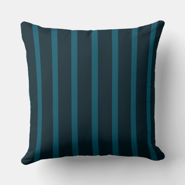 Blue and Teal Stripes Throw Pillow (Back)