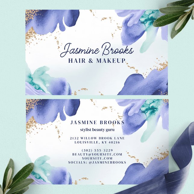 Blue and Teal Watercolor Abstract Business Card (Creator Uploaded)