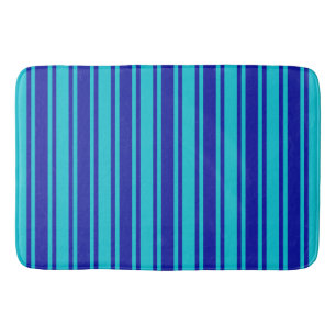 Blue and turquoise candy stripes bath mat