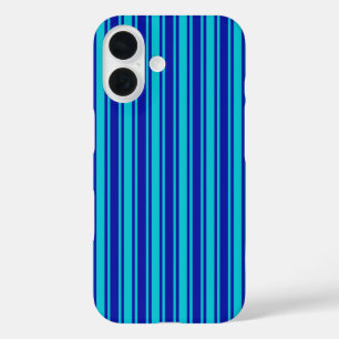Blue and turquoise candy stripes Case-Mate iPhone 16 Case