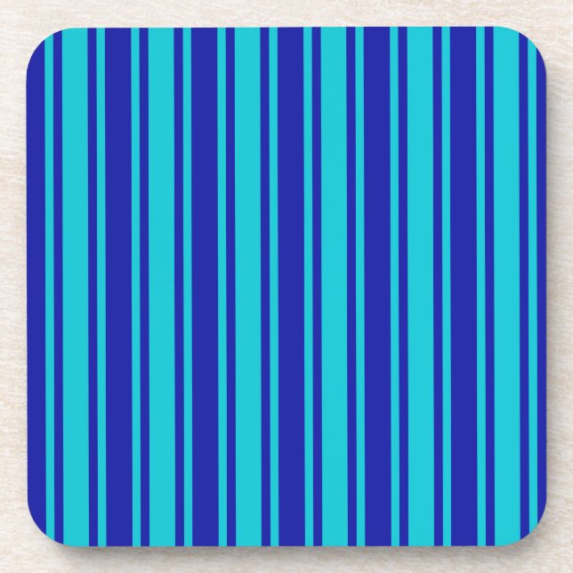 Blue and turquoise candy stripes coaster (Front)