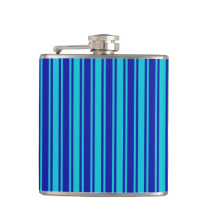 Blue and turquoise candy stripes hip flask