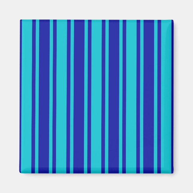 Blue and turquoise candy stripes magnet (Front)