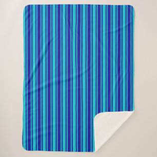 Blue and turquoise candy stripes sherpa blanket