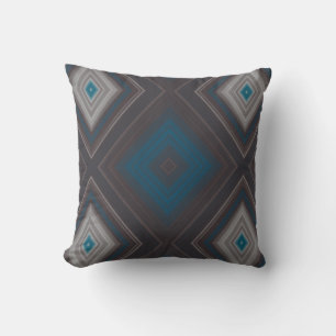 Blue and Turquoise Diamond pattern Throw Pillow