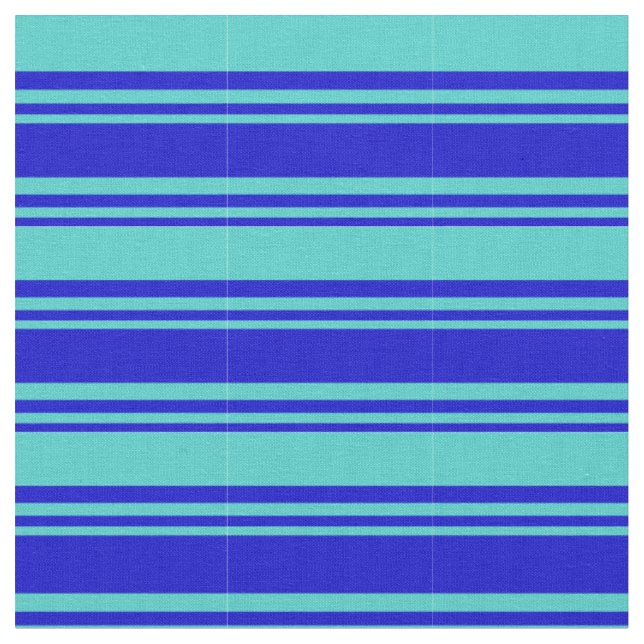 Blue and Turquoise Lines/Stripes Pattern Fabric (Close Up)