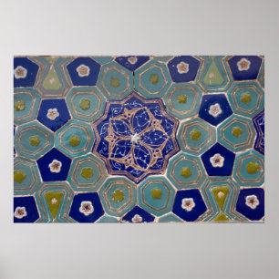 Blue and Turquoise Maiolica Tiles Poster