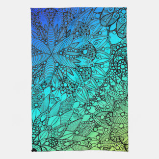 Blue and Turquoise Mandala Pattern Kitchen Towel