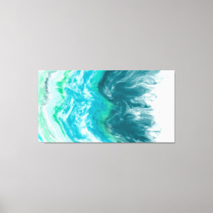 Blue and Turquoise Ocean Waves Digital Art Canvas Print