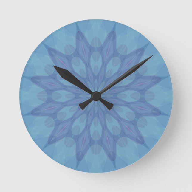 Blue and Turquoise Pattern 2 Round Clock (Front)