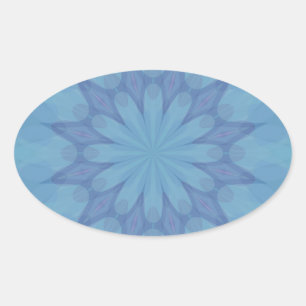 Blue and Turquoise Pattern 3 Oval Sticker