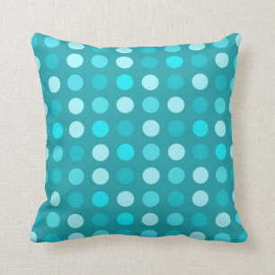 Blue and Turquoise Polka Dot Throw Pillow
