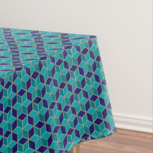 Blue and Turquoise Star of David Tessellation Tablecloth
