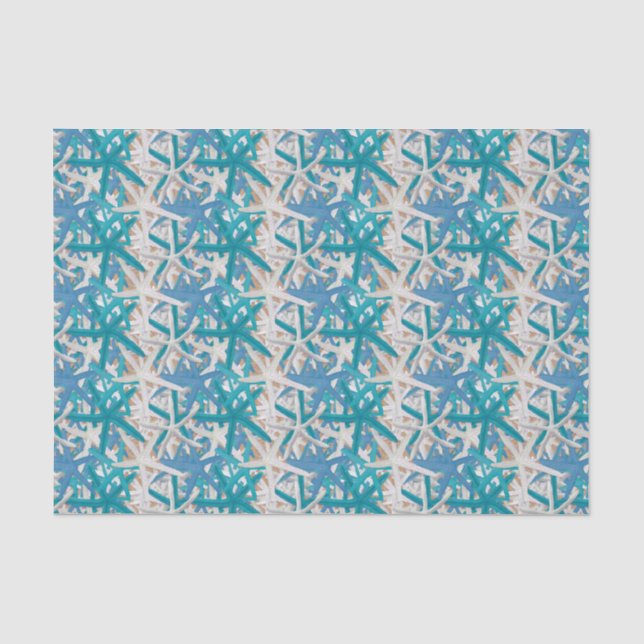 Blue and Turquoise Starfish Tissue Paper (Front)
