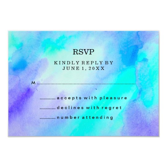 Blue and Turquoise Watercolor Look RSVP Card