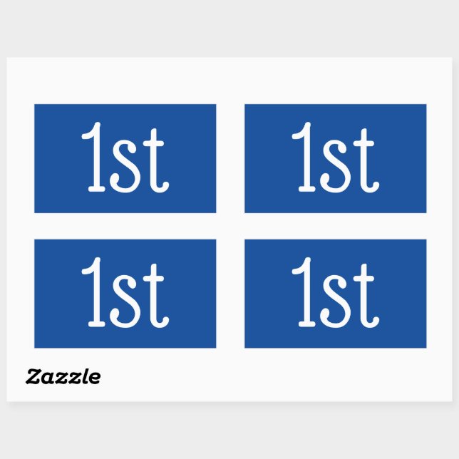  Blue and White 1st First Place Winner Award Sticker (Sheet)