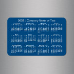 Blue and White 2025 Calendar with Custom Text Magnet<br><div class="desc">Modern custom magnet features a white 2025 calendar on a blue background. Add your company's name, your name, or other personalized text in the sidebar. (Changing the 2025 year text will NOT change the calendar.) Makes a great promotional giveaway or gift. If you'd like a different colour background to match...</div>