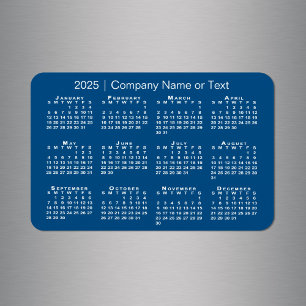 Blue and White 2025 Calendar with Custom Text Magnet
