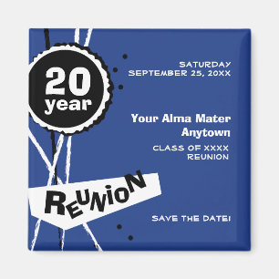 Blue and White 20 Year Class Reunion Magnet