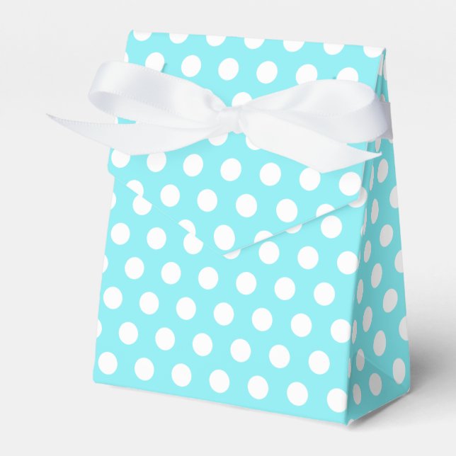 Blue And White 50th Birthday Polka Dots Favor Box (Front Side)