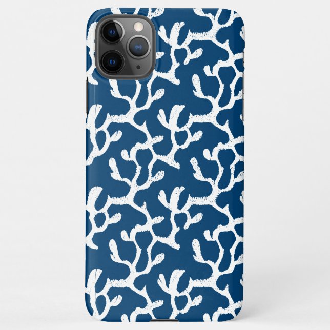 Blue And White Abstract Coral Repeating Pattern iPhone Case (Back)