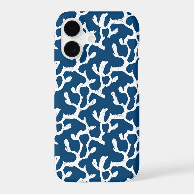 Blue And White Abstract Coral Repeating Pattern iPhone Case (Back)