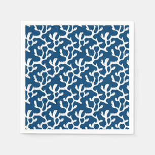 Blue And White Abstract Coral Repeating Pattern Napkin