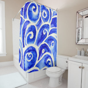 Blue and White Abstract Curly Design Pattern