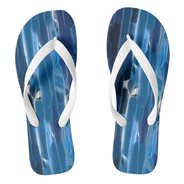 Blue and white abstract   flip flops (Footbed)