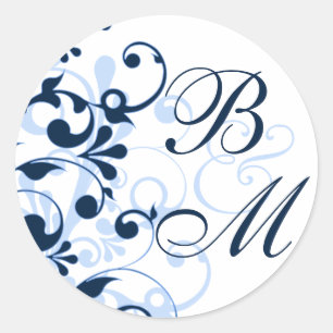 Blue and White Abstract Floral Envelope Seal