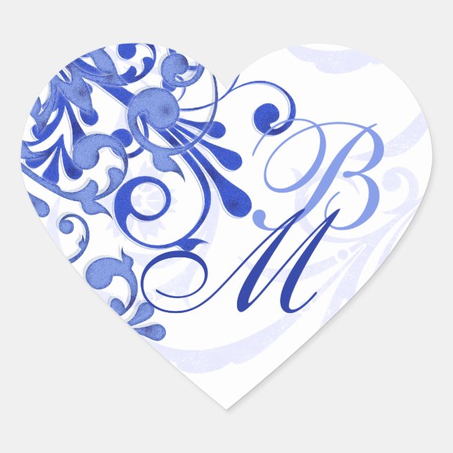 Blue and White Abstract Floral Envelope Seal (Front)
