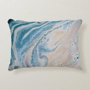 Blue and white abstract painting accent pillow