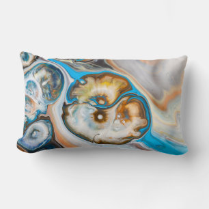 Blue and white abstract painting lumbar pillow