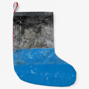 Blue and white abstract painting small christmas stocking