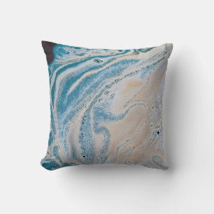 Blue and white abstract painting throw pillow