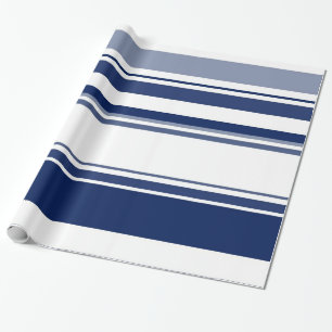 Blue and White Abstract Stripes Wrapping Paper