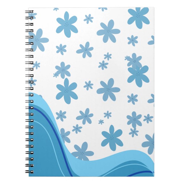 Blue and white aesthetic spiral notebook. notebook (Front)