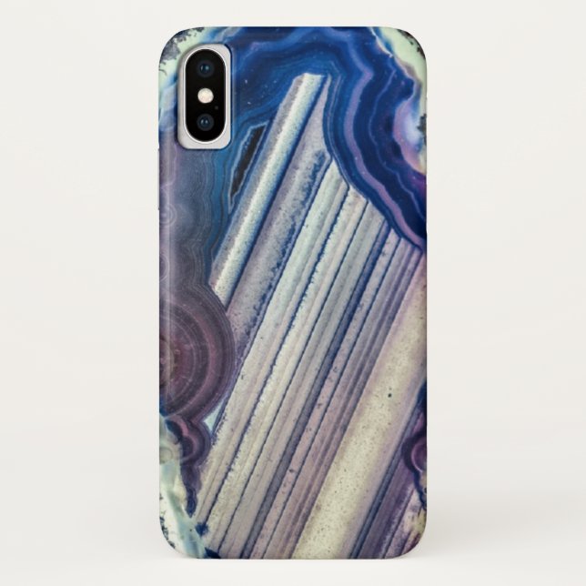 Blue and White Agate Mineral Stones Cell Case (Back)