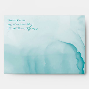 Blue and White Alcohol Ink Watercolor Envelope