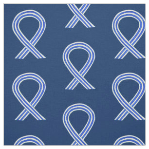 Blue and White ALS Awareness Ribbon Custom Fabric
