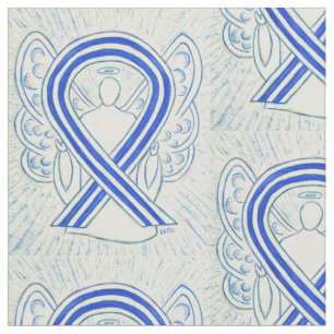 Blue and White ALS Awareness Ribbon Custom Fabric