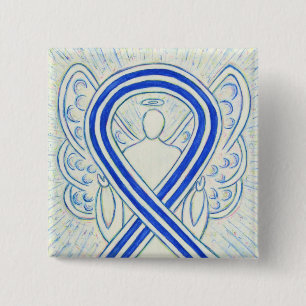 Blue and White ALS Ribbon Awareness Angel Pin