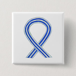 Blue and White ALS Ribbon Awareness Custom Pin